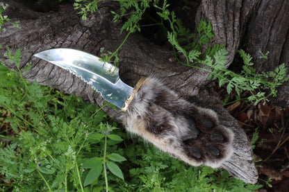 Bobcat Paw Knife with Leather Sheath