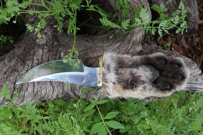 Bobcat Paw Knife with Leather Sheath