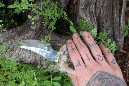 Bobcat Paw Knife with Leather Sheath