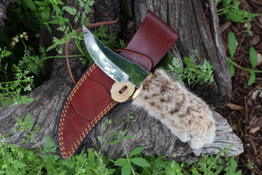 Bobcat Paw Knife with Leather Sheath
