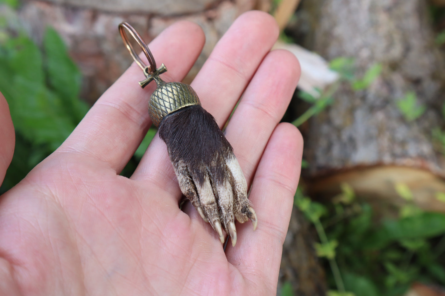 Opossum Paw Acorn Keychain