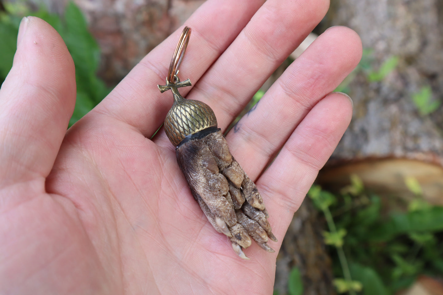 Opossum Paw Acorn Keychain