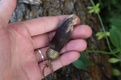 Opossum Paw Acorn Keychain