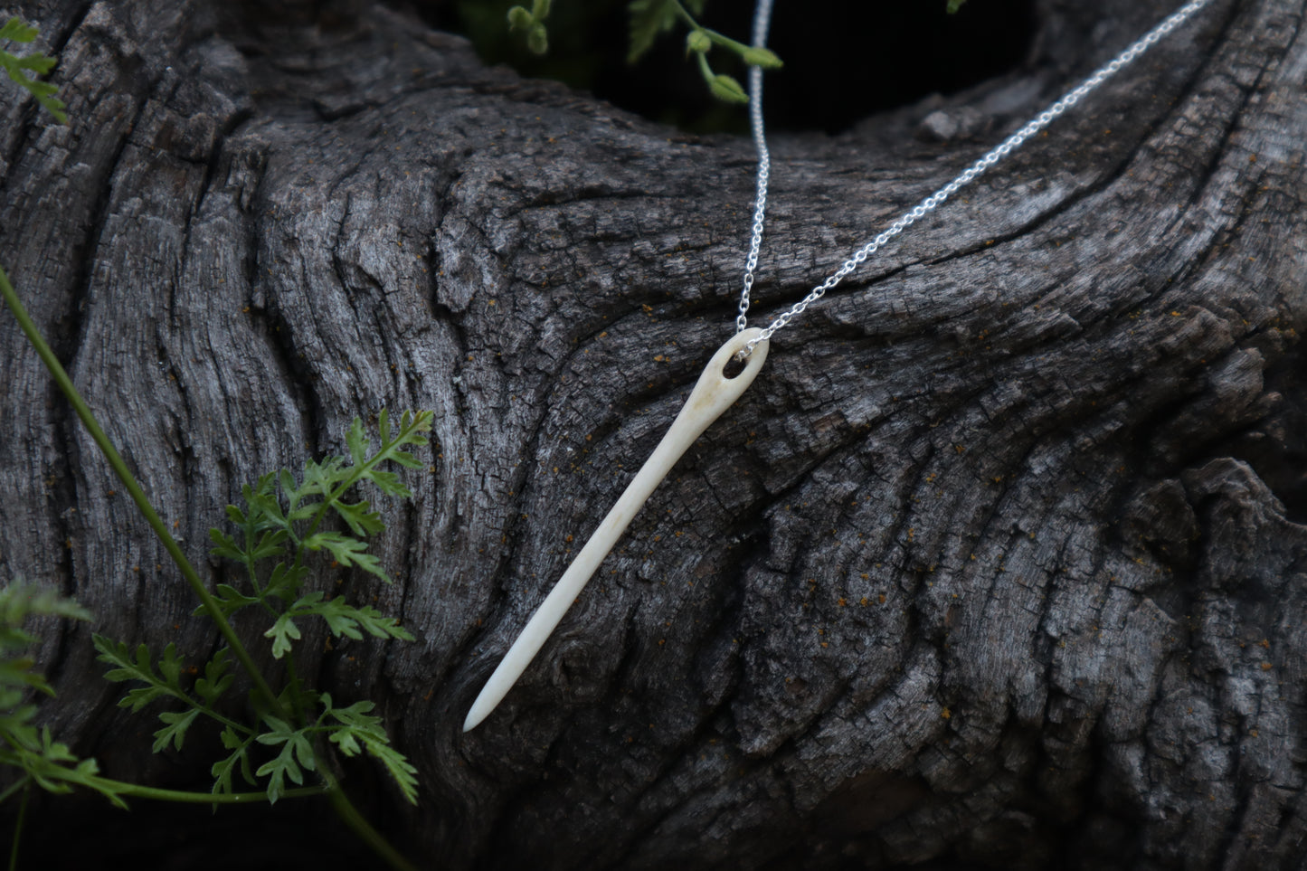 German Shepherd Bone Sewing Needle Necklace
