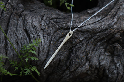 German Shepherd Bone Sewing Needle Necklace