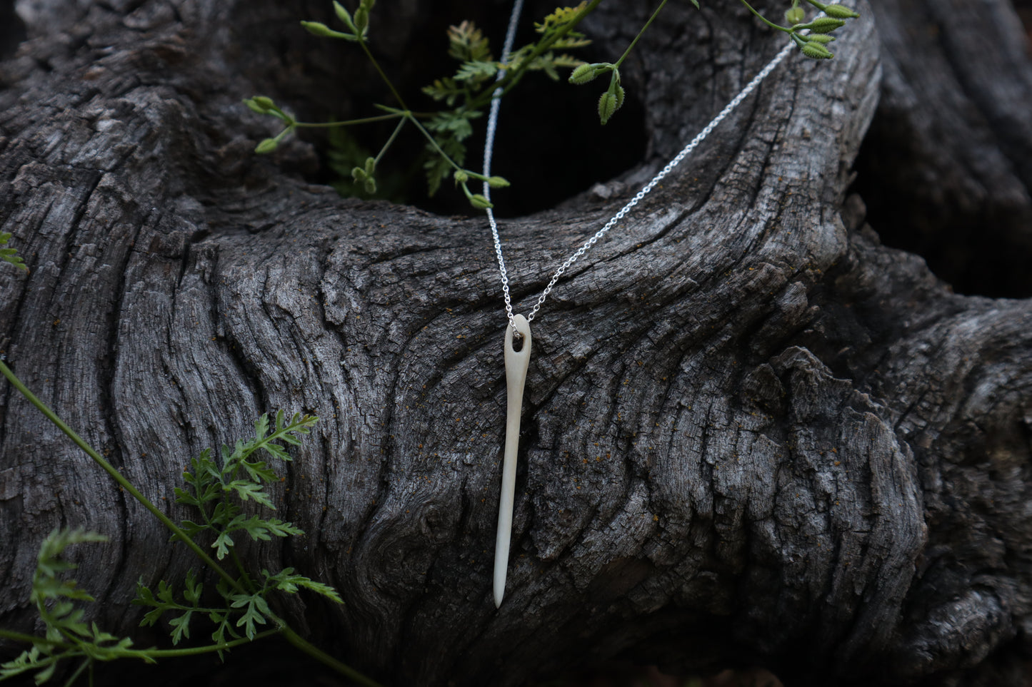 German Shepherd Bone Sewing Needle Necklace