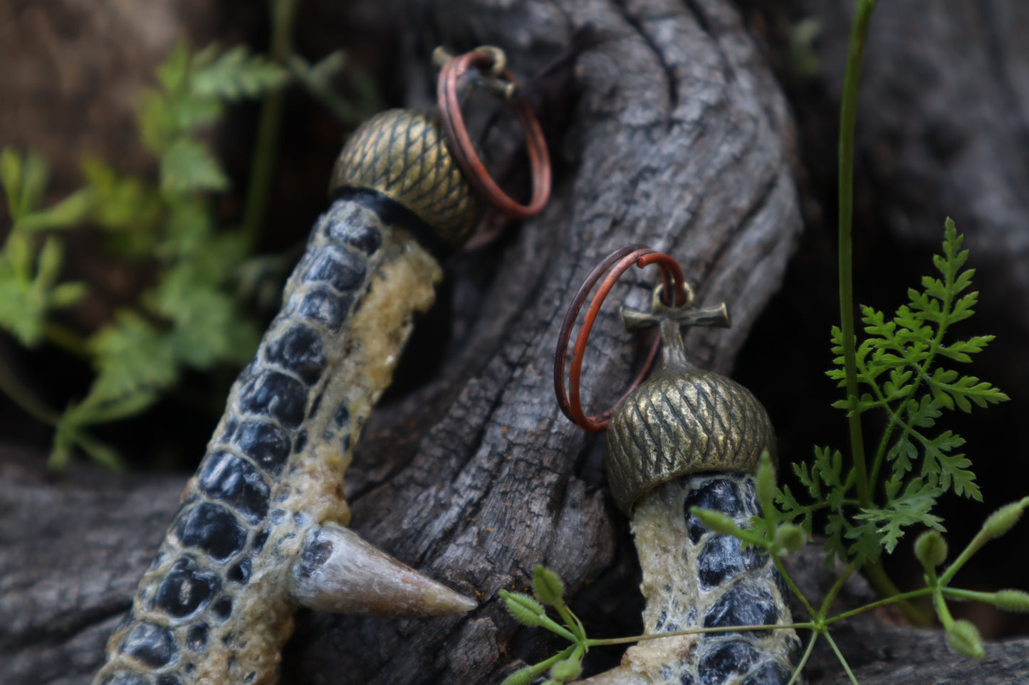 Black Chicken Foot Acorn Keychain