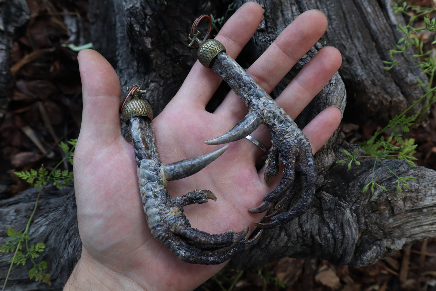 Black Chicken Foot Acorn Keychain