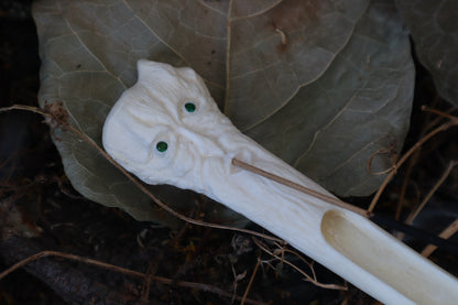 Emerald Eyes Gray Wolf Bone Incense Burner