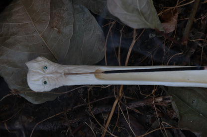 Emerald Eyes Gray Wolf Bone Incense Burner