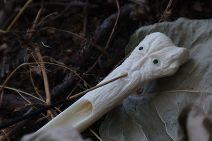 Emerald Eyes Gray Wolf Bone Incense Burner