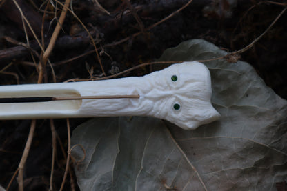 Emerald Eyes Gray Wolf Bone Incense Burner