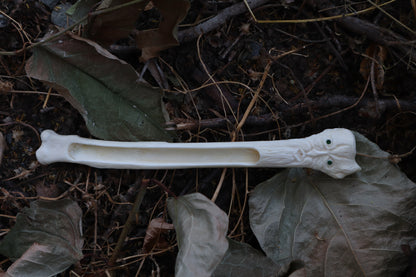 Emerald Eyes Gray Wolf Bone Incense Burner