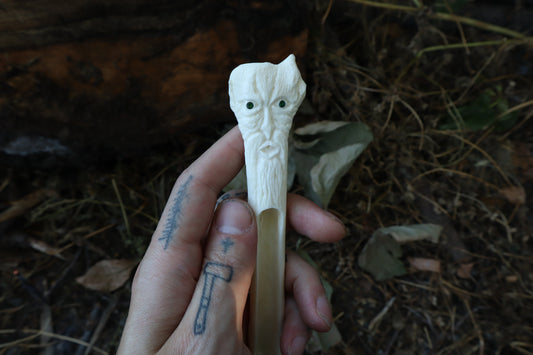Emerald Eyes Gray Wolf Bone Incense Burner