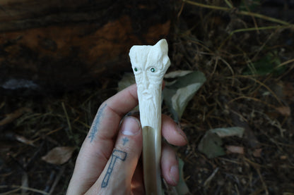 Emerald Eyes Gray Wolf Bone Incense Burner