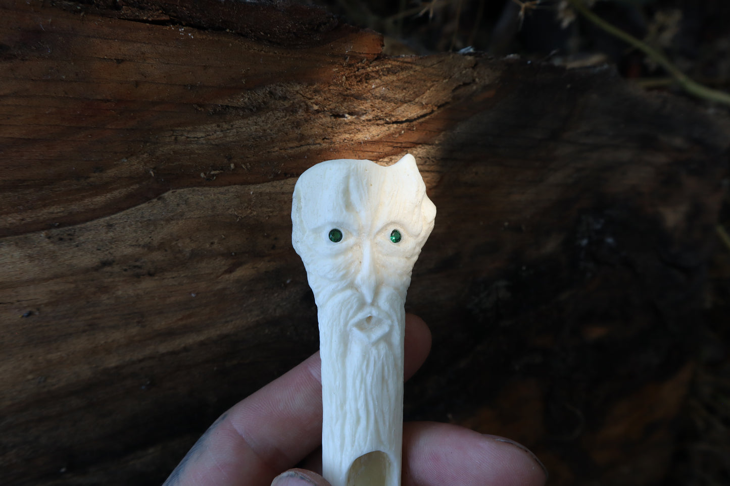 Emerald Eyes Gray Wolf Bone Incense Burner