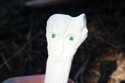 Emerald Eyes Gray Wolf Bone Incense Burner