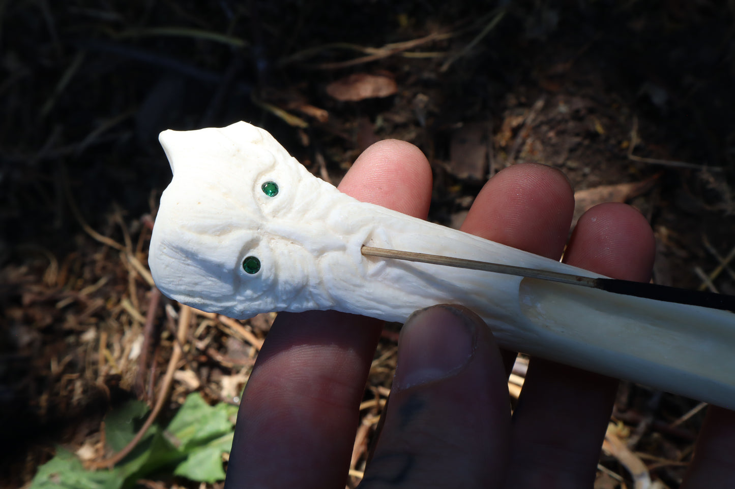Emerald Eyes Gray Wolf Bone Incense Burner