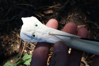 Emerald Eyes Gray Wolf Bone Incense Burner
