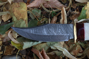 Damascus Gray Wolf Paw Knife with Celtic Wolf Sheath