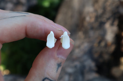 Gray Wolf Bone Stud Earrings
