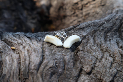 Gray Wolf Bone Stud Earrings