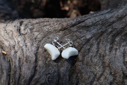 Gray Wolf Bone Stud Earrings