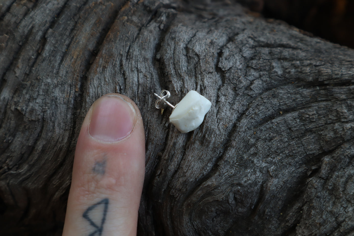 Gray Wolf Bone Stud Earring