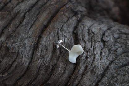 Gray Wolf Bone Stud Earring