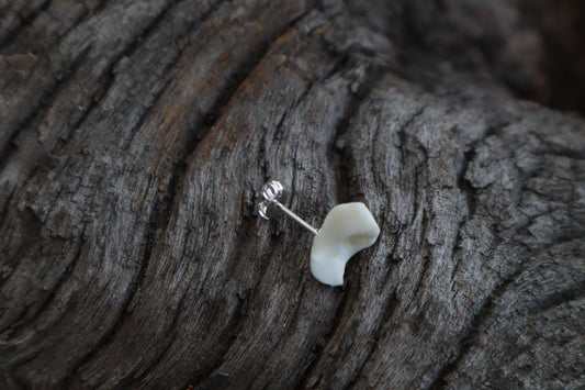 Gray Wolf Bone Stud Earring