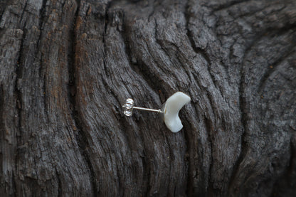 Gray Wolf Bone Stud Earring