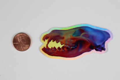 Wolf Skull Sticker - Holographic