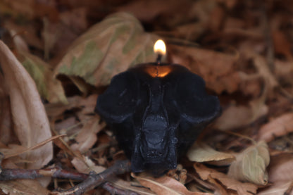 Cat Skull Candle - Black Beeswax