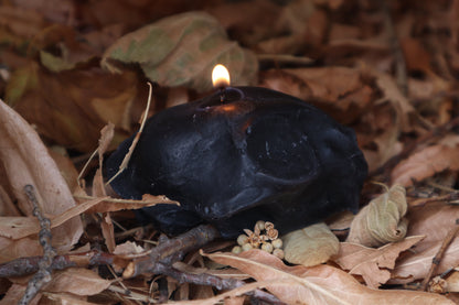 Cat Skull Candle - Black Beeswax
