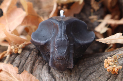 Cat Skull Candle - Black Beeswax