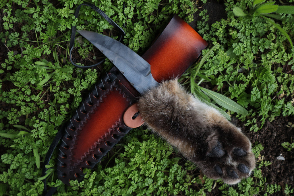 XL Bobcat Paw Knife and Sheath