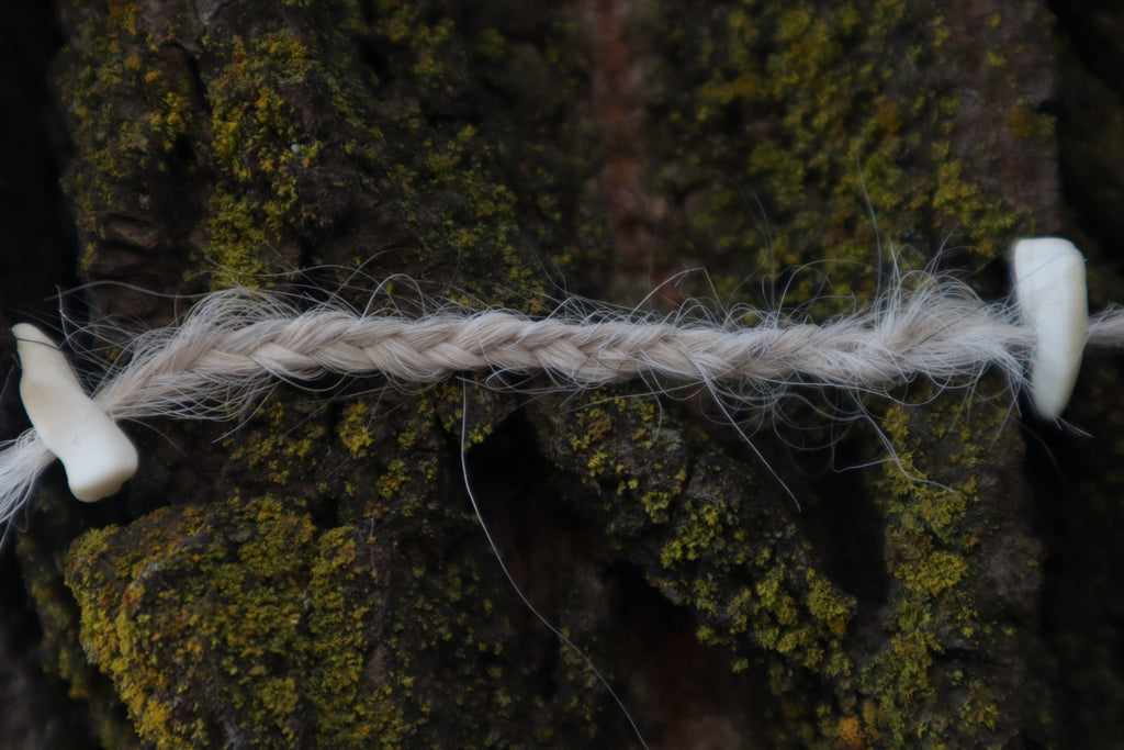 Gray Wolf Hair Braid with Black Wolf Bone Beads