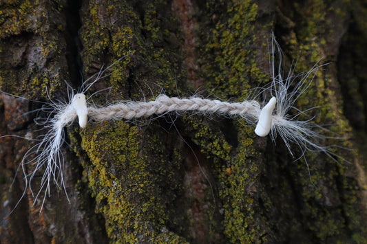 Gray Wolf Hair Braid with Black Wolf Bone Beads