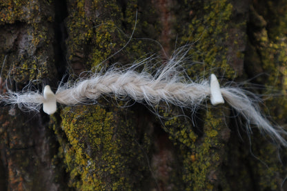 Gray Wolf Hair Braid with Black Wolf Bone Beads