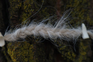 Gray Wolf Hair Braid with Black Wolf Bone Beads
