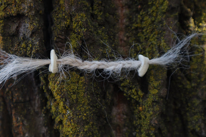 Gray Wolf Hair Braid with Black Wolf Bone Beads
