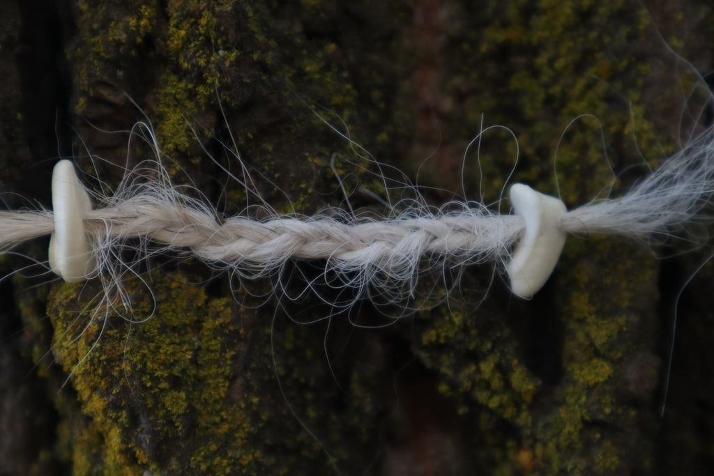 Gray Wolf Hair Braid with Black Wolf Bone Beads