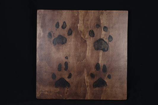 Reserved for Ryn - Large Mountain Lion Paw Prints on Wood