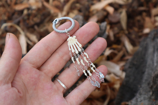 Fluid Striped Skunk Paw Articulation with Sky Blue Topaz “Claws”
