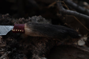 Damascus Red Fox Paw Cleaver