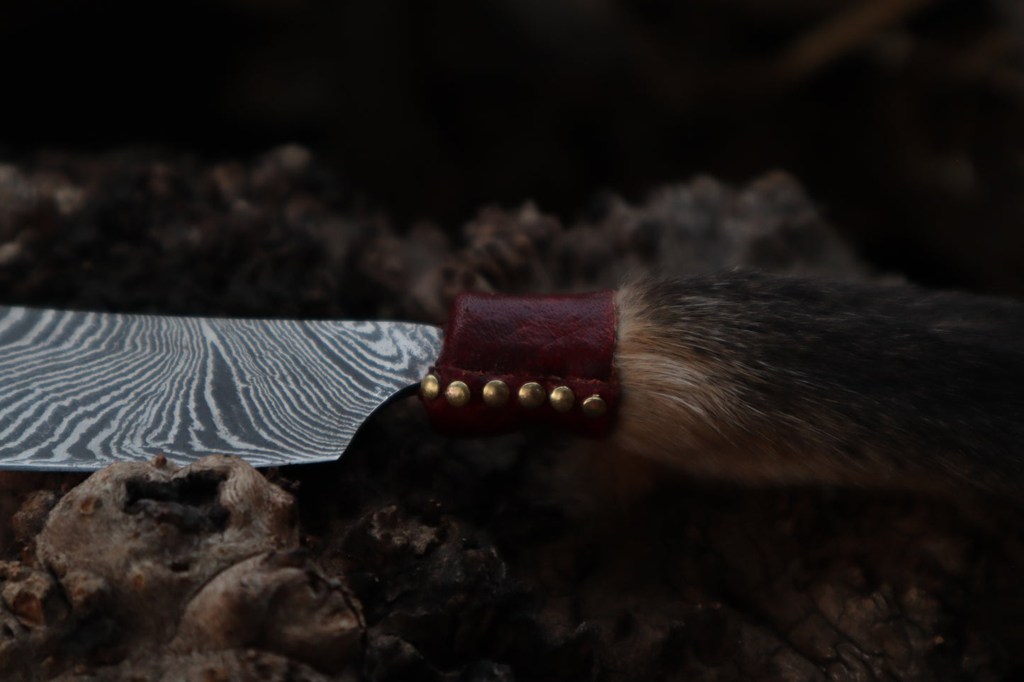 Damascus Red Fox Paw Cleaver