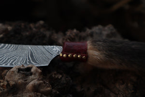 Damascus Red Fox Paw Cleaver