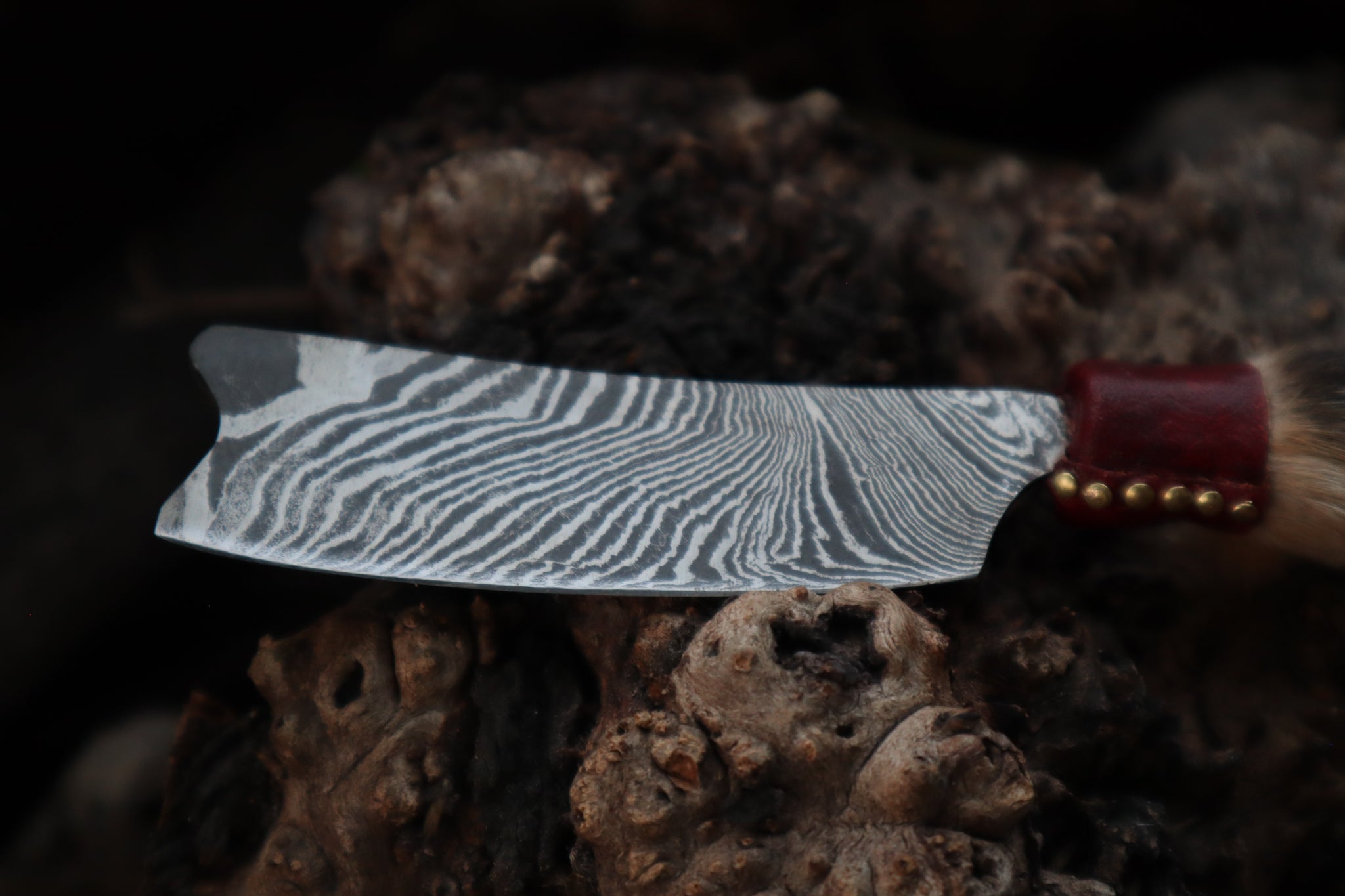 Damascus Red Fox Paw Cleaver