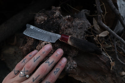 Damascus Red Fox Paw Cleaver
