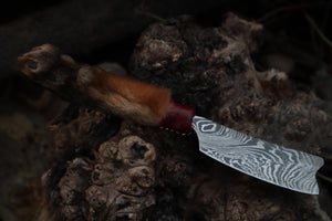 Damascus Red Fox Paw Cleaver